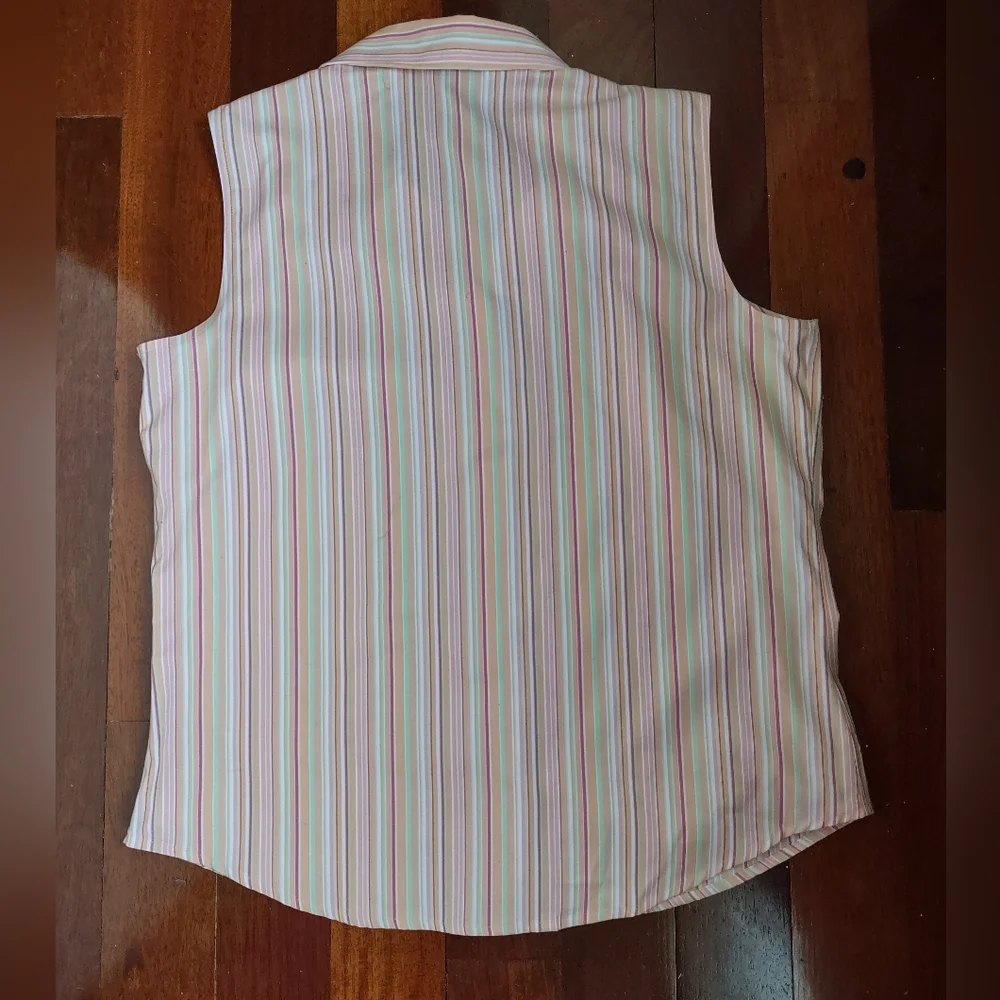 Vintage Eddie Bauer Wrinkle Resistant 100% cotton Sleeveless button-up shirt. - Picture 4 of 9